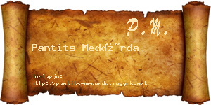 Pantits Medárda névjegykártya